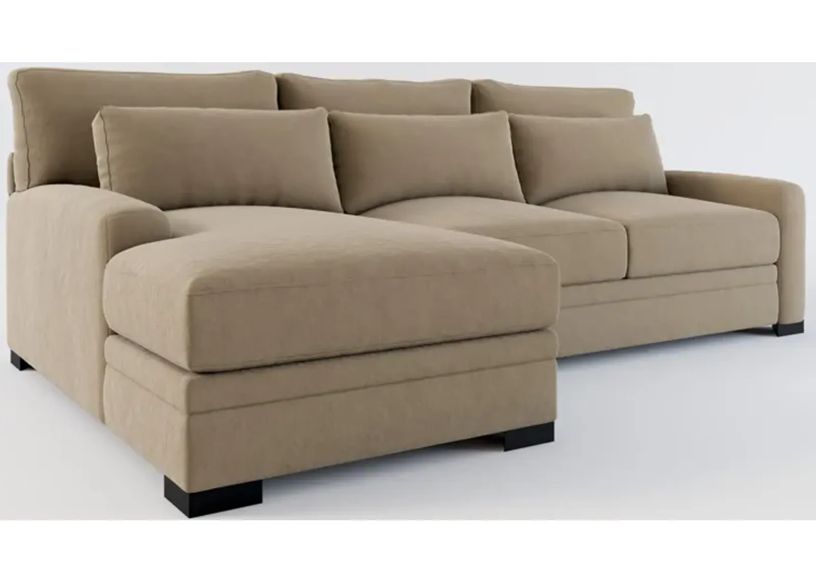 Winston Foam Comfort 2-Piece Sectional with Chaise - Merrimac Brownstone