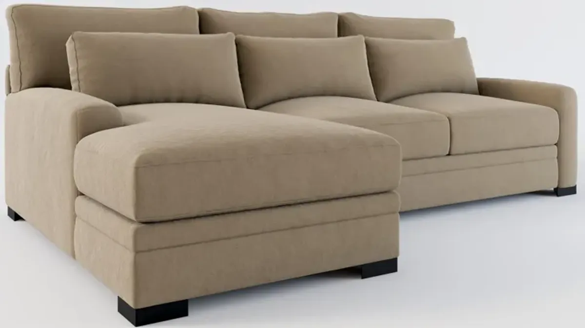 Winston Foam Comfort 2-Piece Sectional with Chaise - Merrimac Brownstone