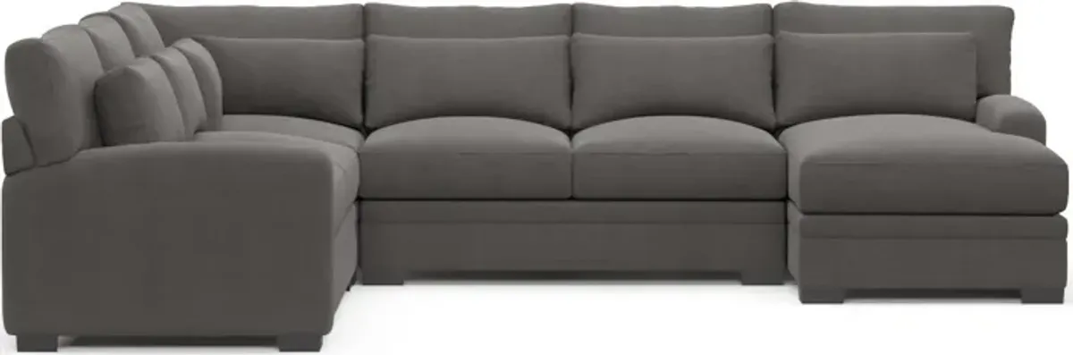 Winston Foam Comfort 4-Piece Sectional with Right-Facing Chaise - Merrimac Ash