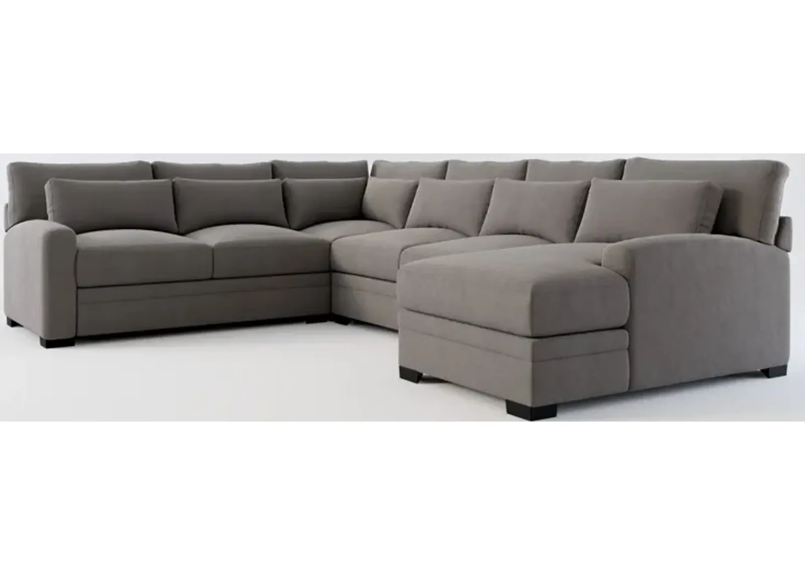 Winston Foam Comfort 4-Piece Sectional with Right-Facing Chaise - Merrimac Ash