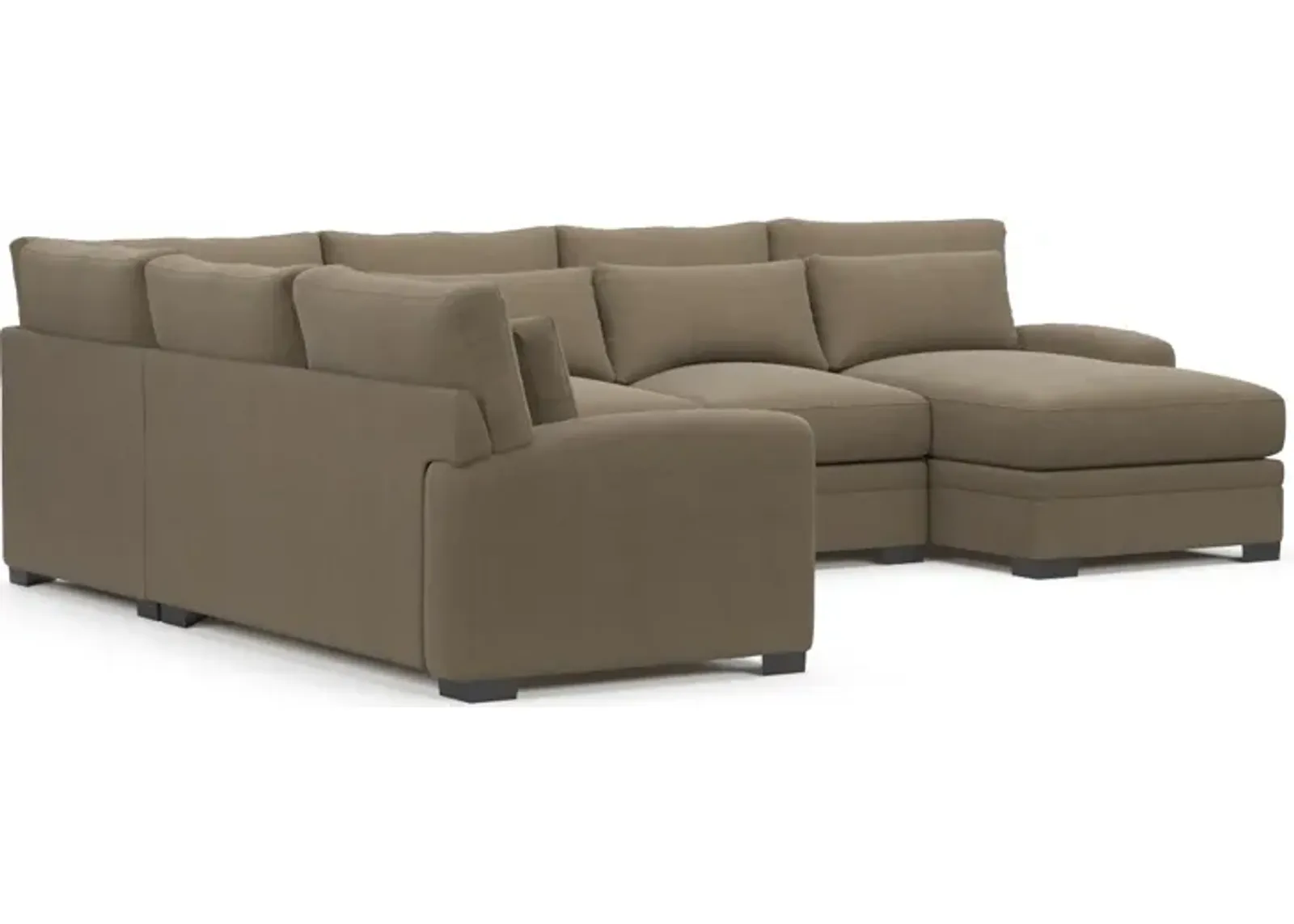 Winston Foam Comfort 4-Piece Sectional with Right-Facing Chaise - Merrimac Brownstone