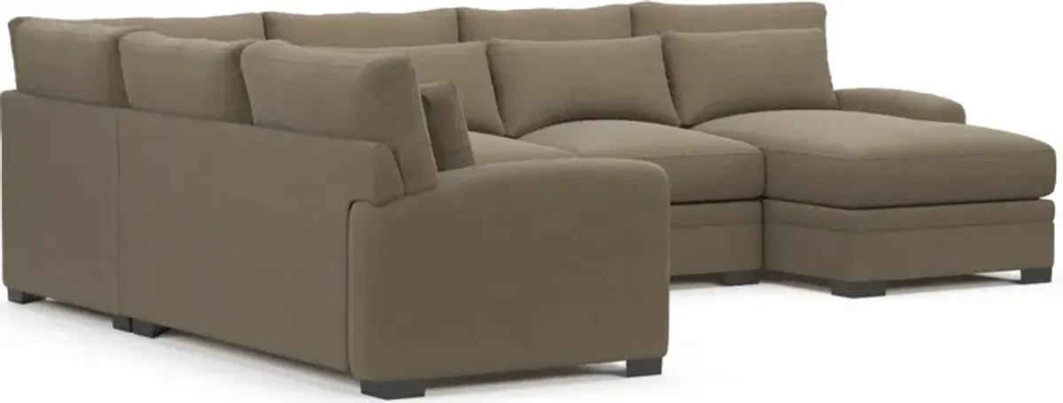 Winston Foam Comfort 4-Piece Sectional with Right-Facing Chaise - Merrimac Brownstone