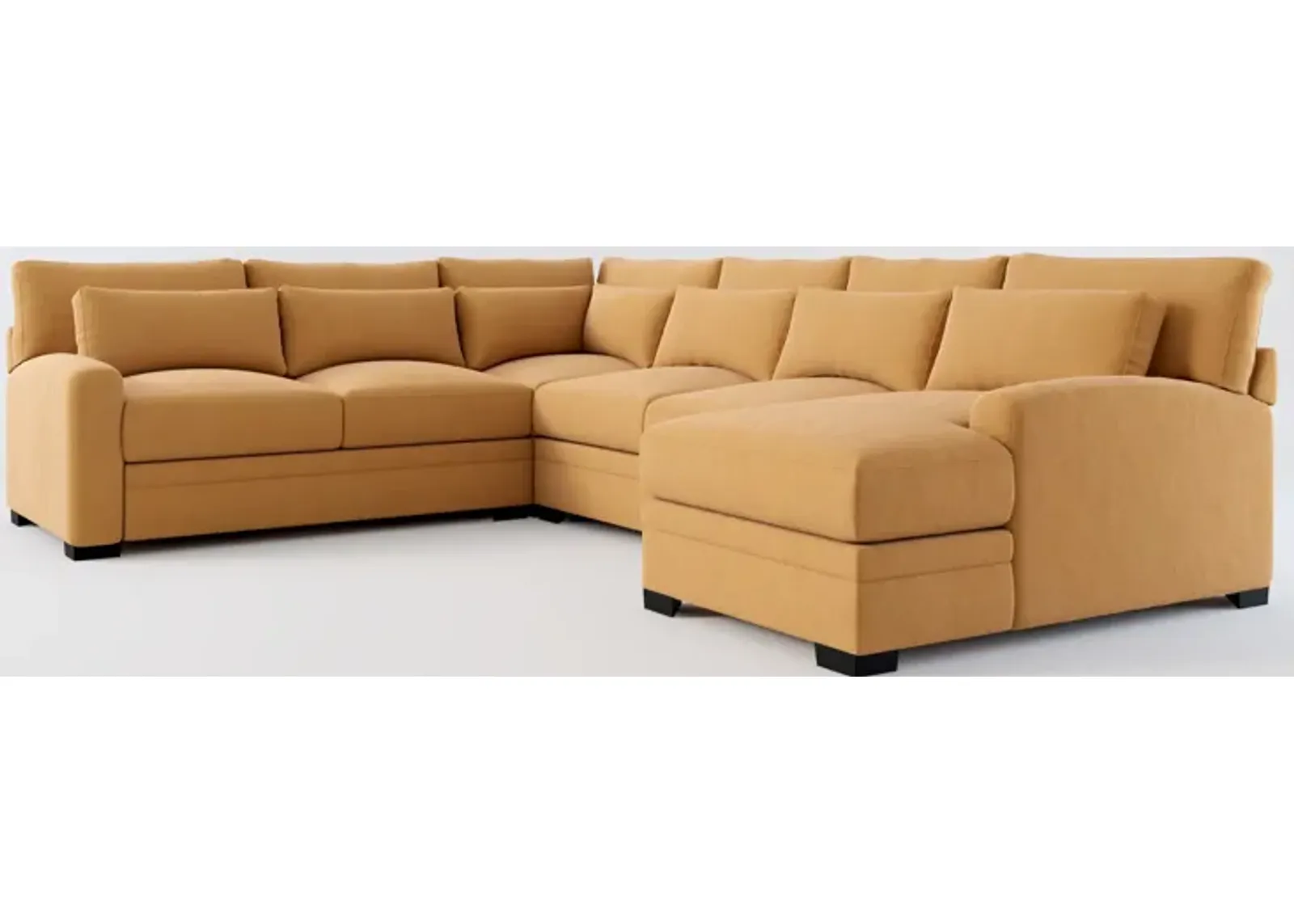 Winston Foam Comfort 4-Piece Sectional with Right-Facing Chaise - Merrimac Topaz