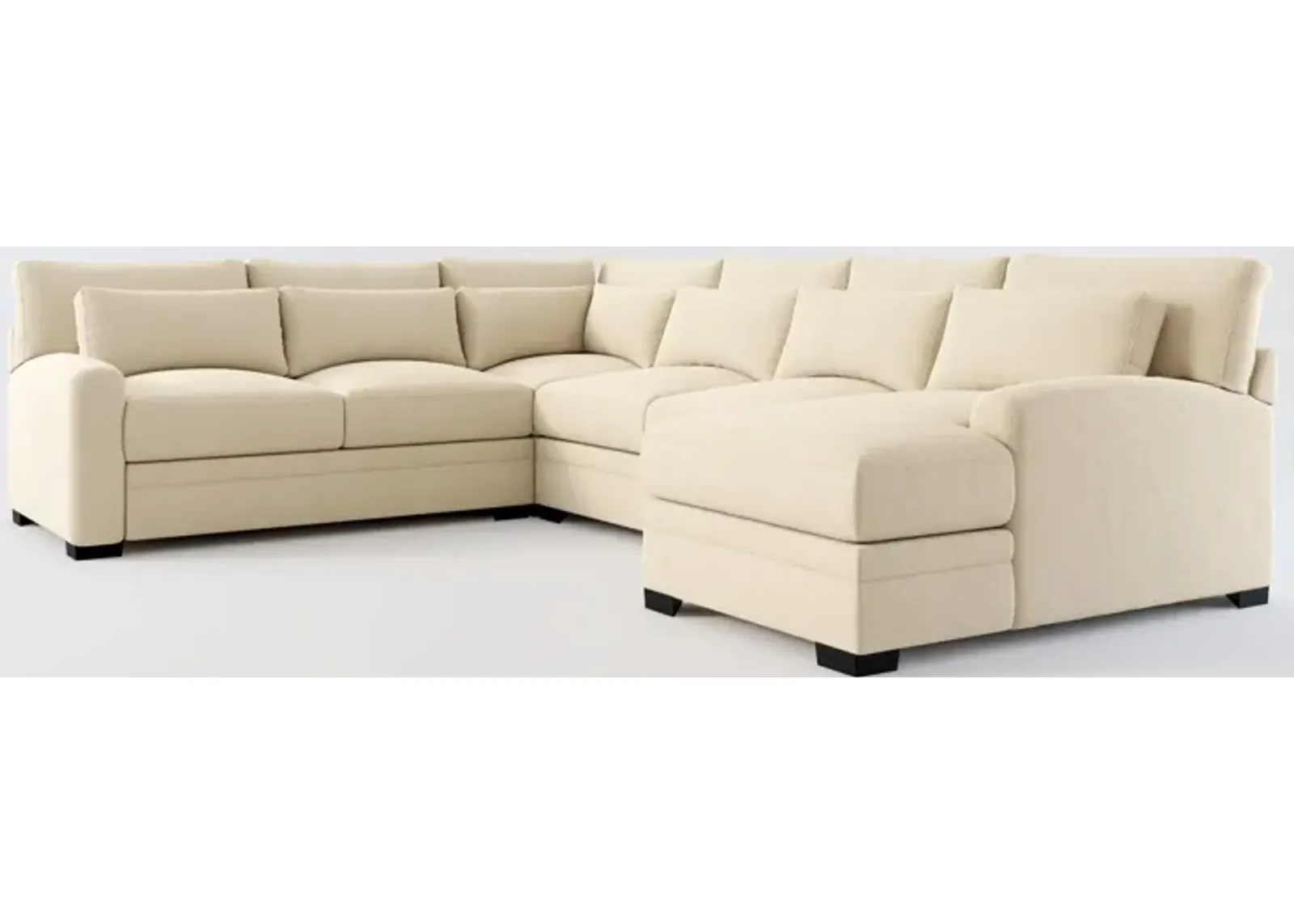 Winston Foam Comfort 4-Piece Sectional with Right-Facing Chaise - Merrimac Ecru