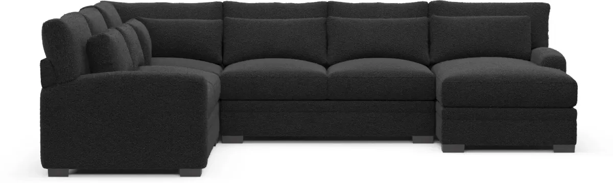 Winston Foam Comfort 4-Piece Sectional with Right-Facing Chaise - Bloke Obsidian