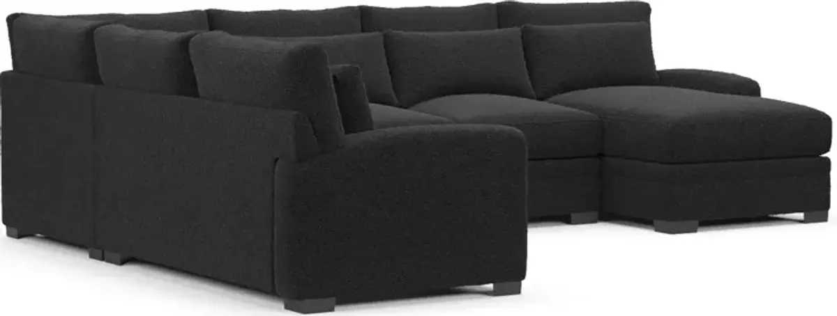 Winston Foam Comfort 4-Piece Sectional with Right-Facing Chaise - Bloke Obsidian