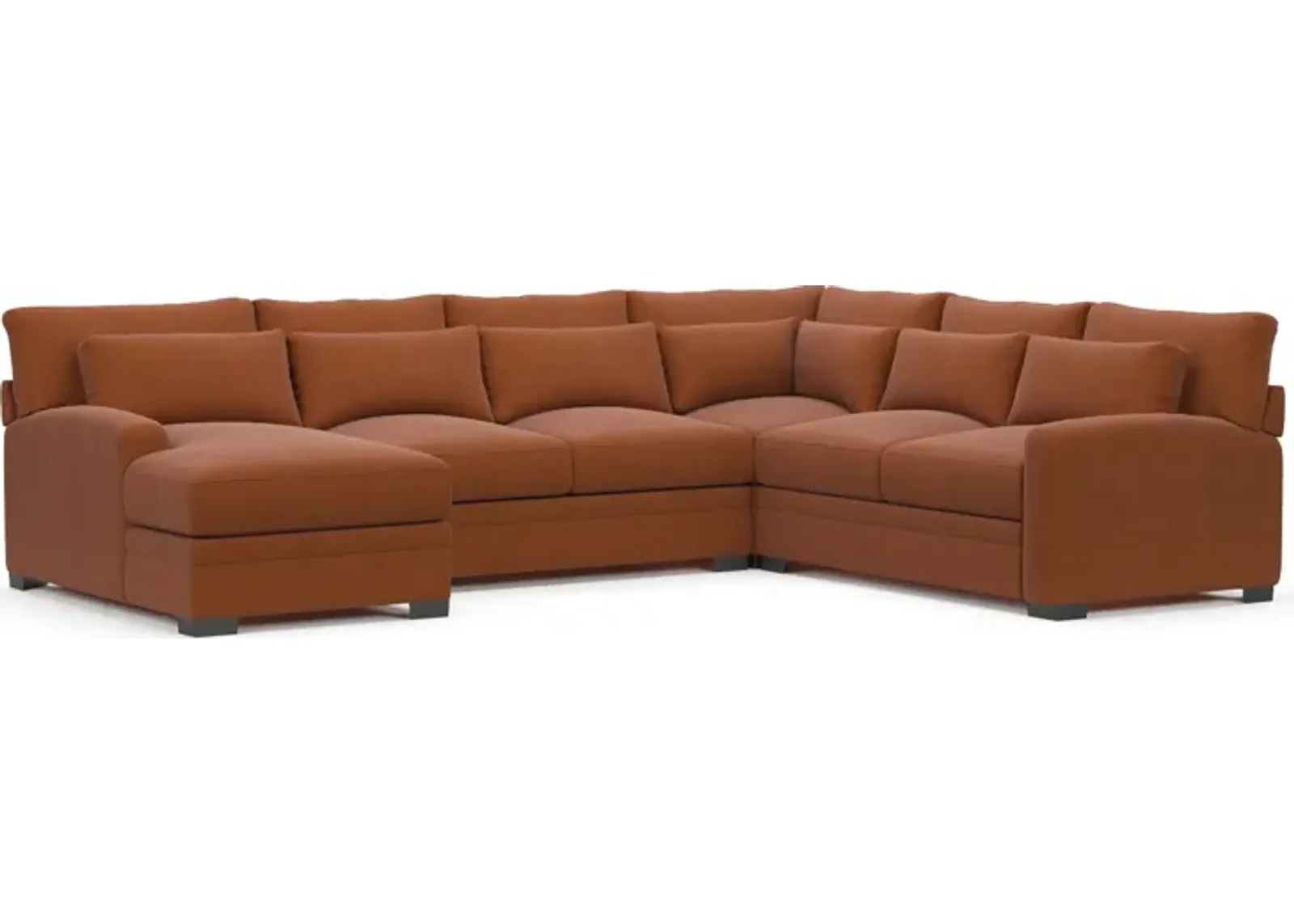 Winston Foam Comfort 4-Piece Sectional with Left-Facing Chaise - Merrimac Brick