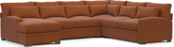 Winston Foam Comfort 4-Piece Sectional with Left-Facing Chaise - Merrimac Brick