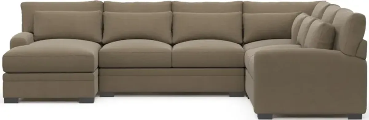 Winston Foam Comfort 4-Piece Sectional with Left-Facing Chaise - Merrimac Brownstone