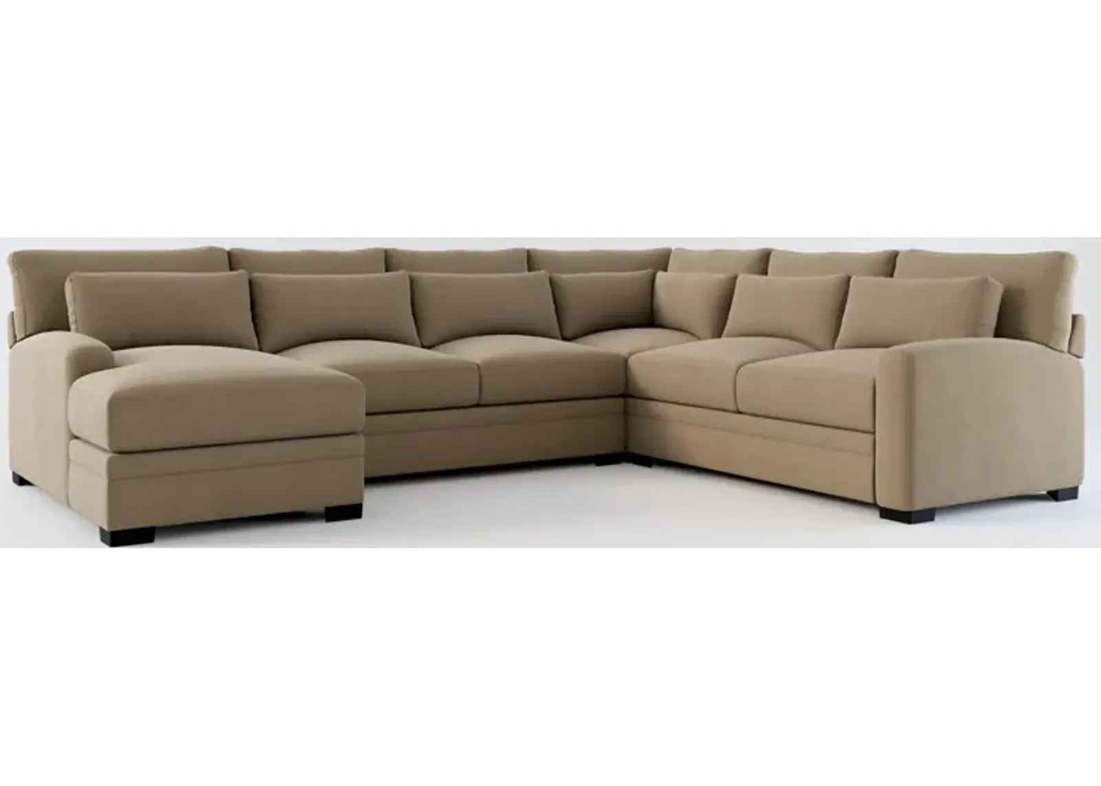 Winston Foam Comfort 4-Piece Sectional with Left-Facing Chaise - Merrimac Brownstone