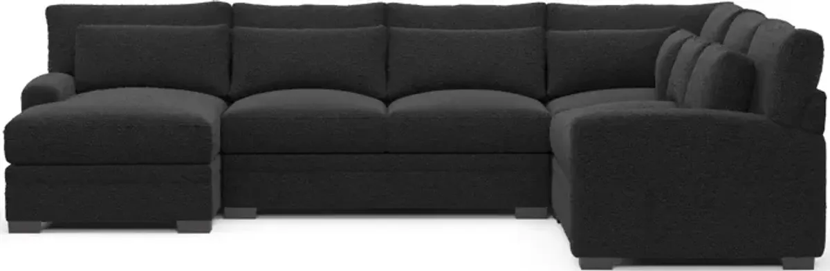 Winston Foam Comfort 4-Piece Sectional with Left-Facing Chaise - Bloke Obsidian