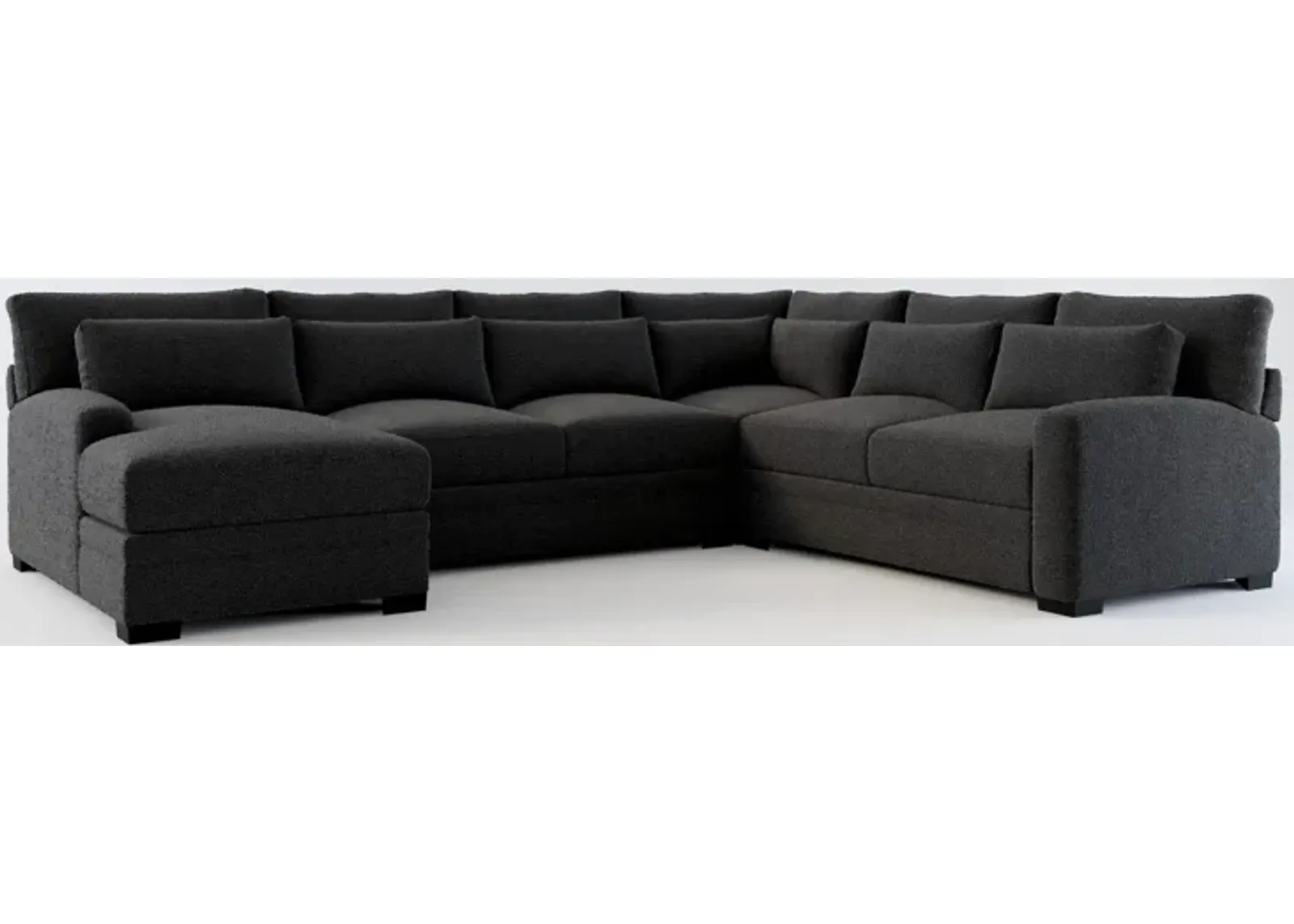 Winston Foam Comfort 4-Piece Sectional with Left-Facing Chaise - Bloke Obsidian