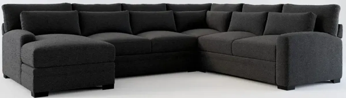 Winston Foam Comfort 4-Piece Sectional with Left-Facing Chaise - Bloke Obsidian