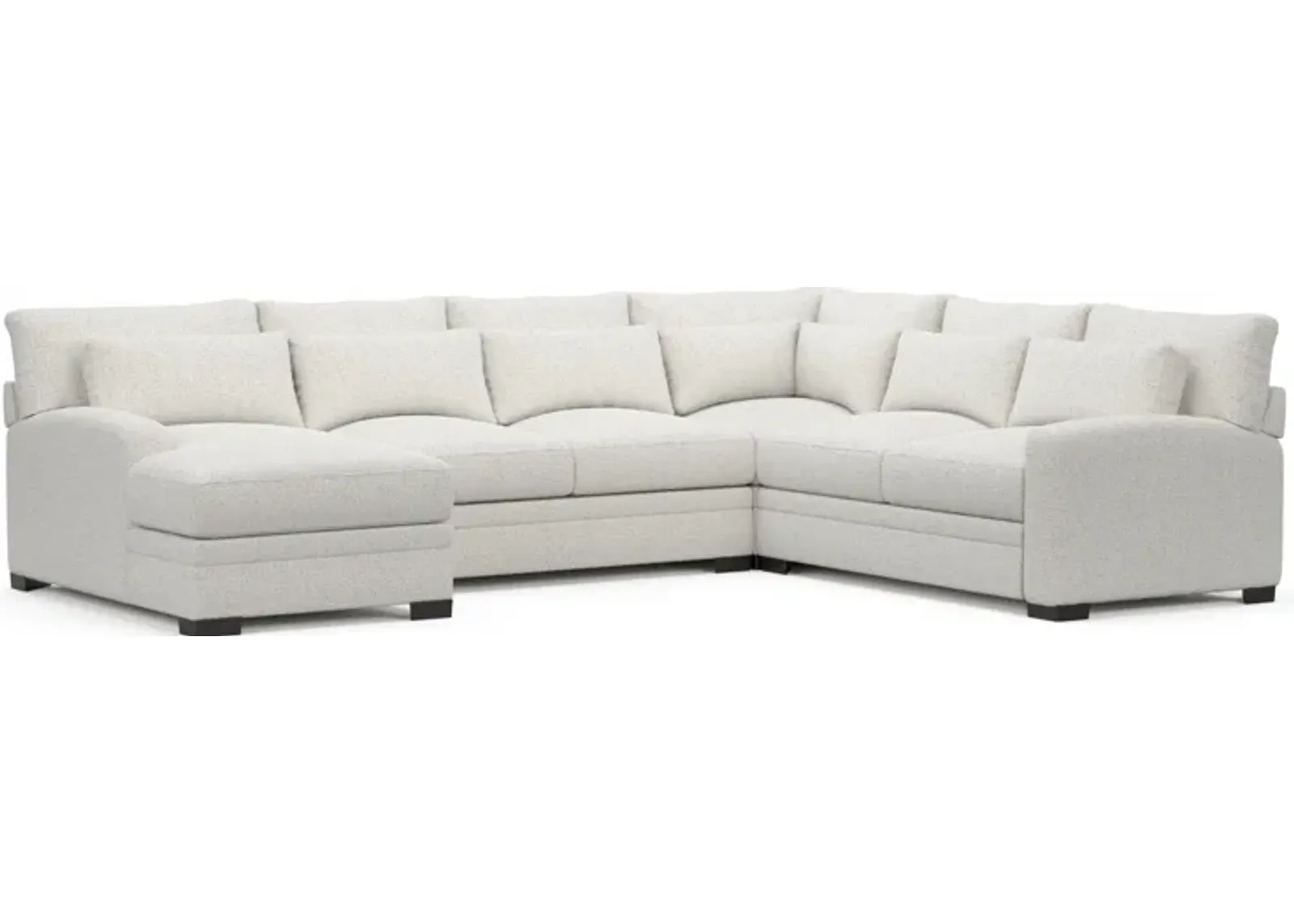 Winston Foam Comfort 4-Piece Sectional with Chaise - River Rock Ivory