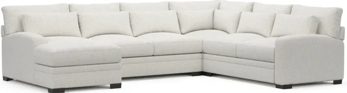 Winston Foam Comfort 4-Piece Sectional with Chaise - River Rock Ivory