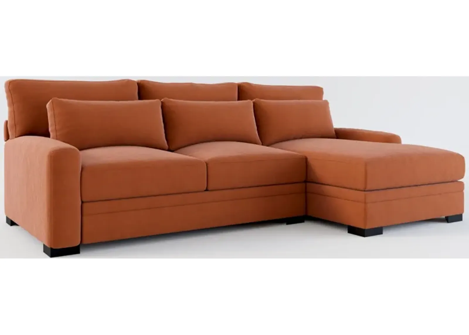 Winston Hybrid Comfort 2-Piece Sectional with Right-Facing Chaise - Merrimac Brick