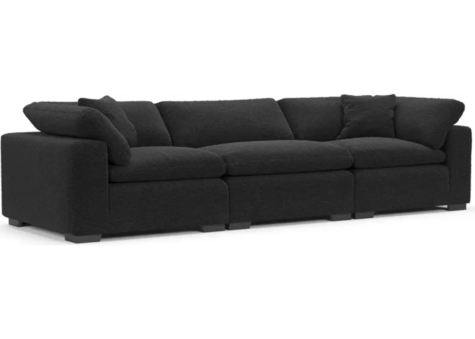 Plush Feathered Comfort 3-Piece Sofa - Bloke Obsidian