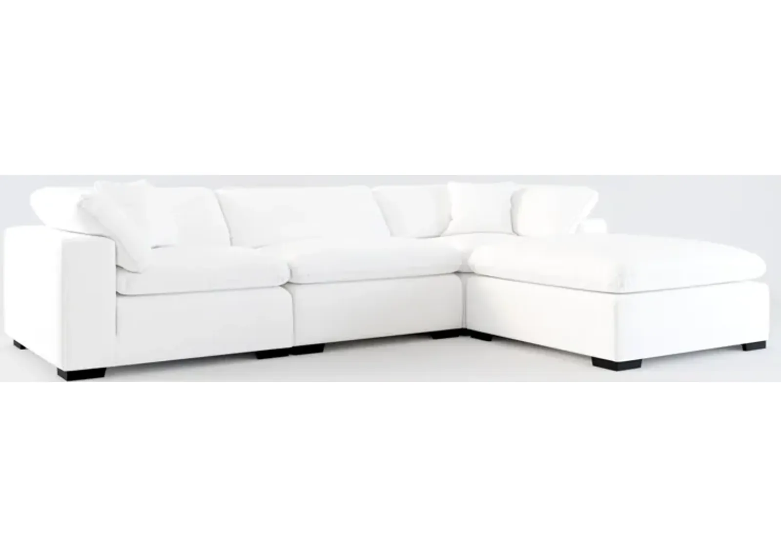 Plush Feathered Comfort 3-Piece Sectional and Ottoman - Lovie Chalk