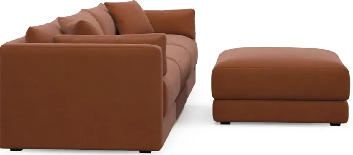 Malibu 3-Piece Sofa and Ottoman - Merrimac Brick