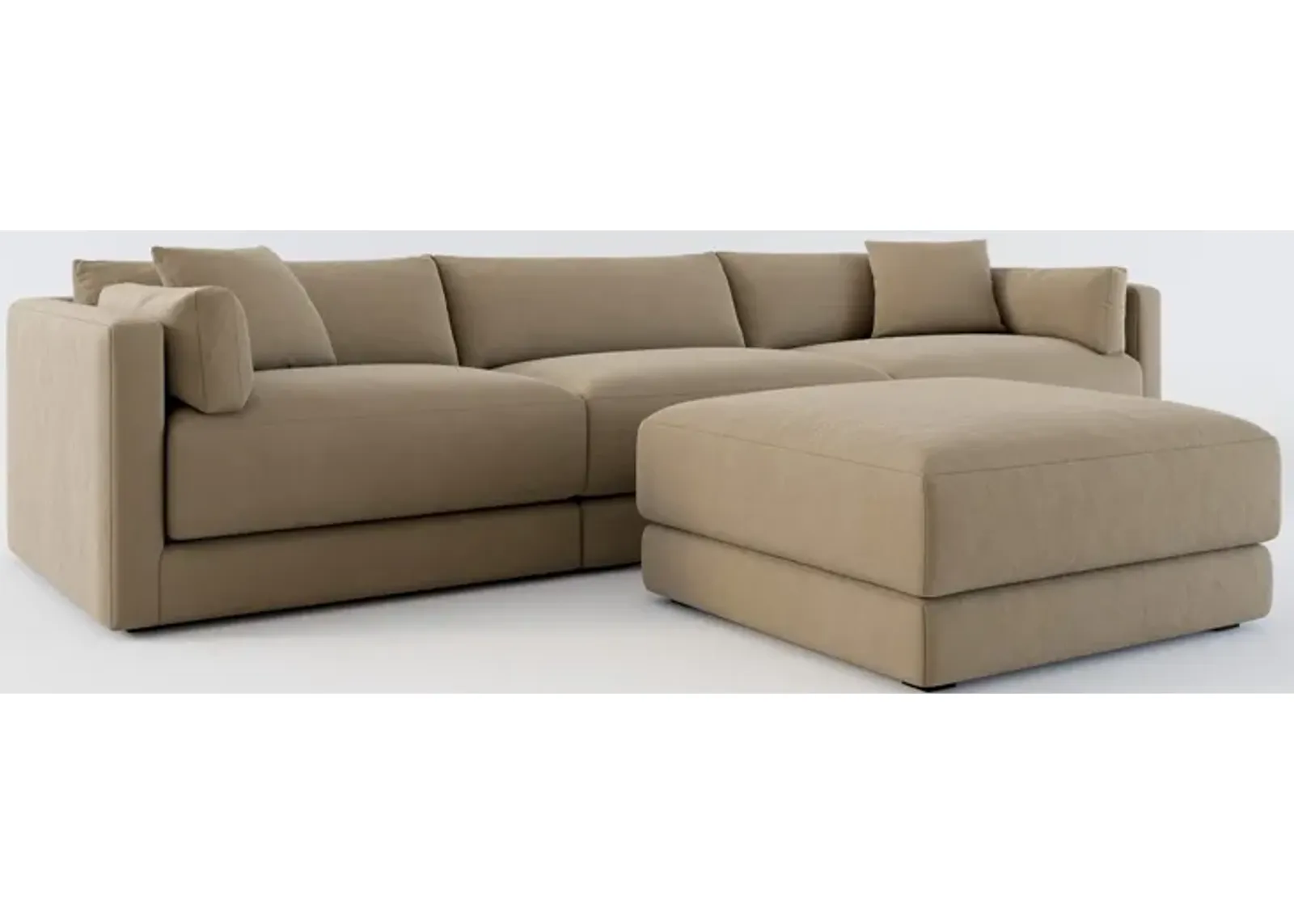 Malibu 3-Piece Sofa and Ottoman - Merrimac Brownstone