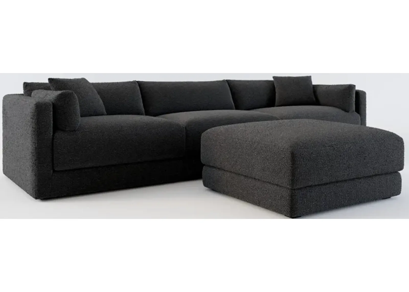 Malibu 3-Piece Sofa and Ottoman - Bloke Obsidian