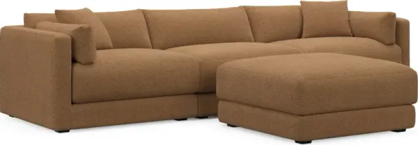 Malibu 3-Piece Sofa and Ottoman - Texel Caramel