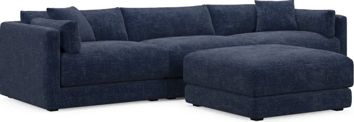 Malibu 3-Piece Sofa and Ottoman - Sundar Navy