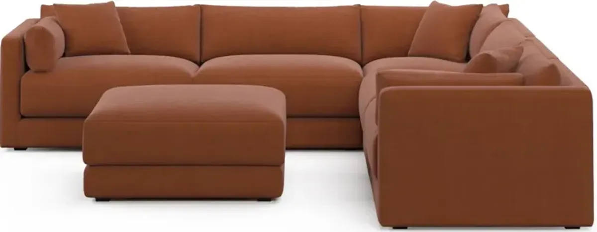 Malibu 5-Piece Sectional and Ottoman - Merrimac Brick