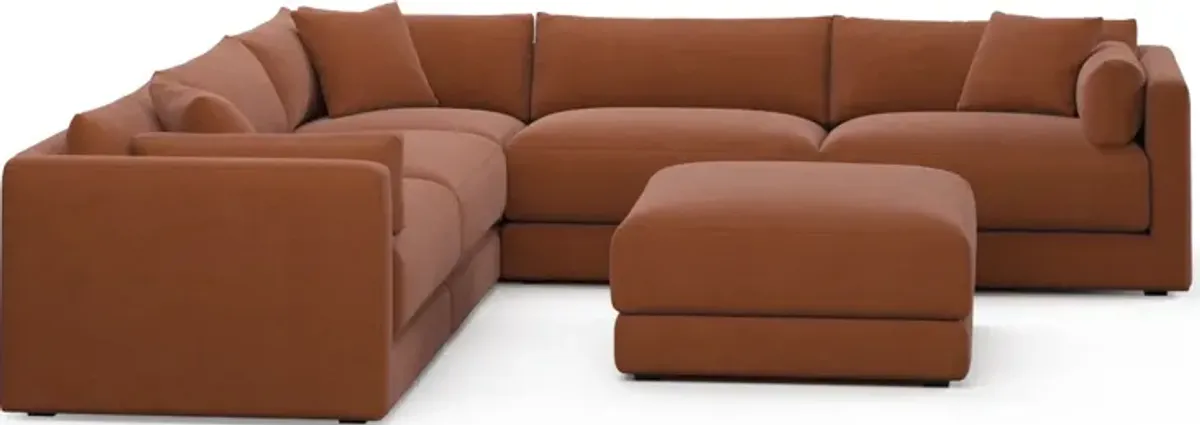 Malibu 5-Piece Sectional and Ottoman - Merrimac Brick