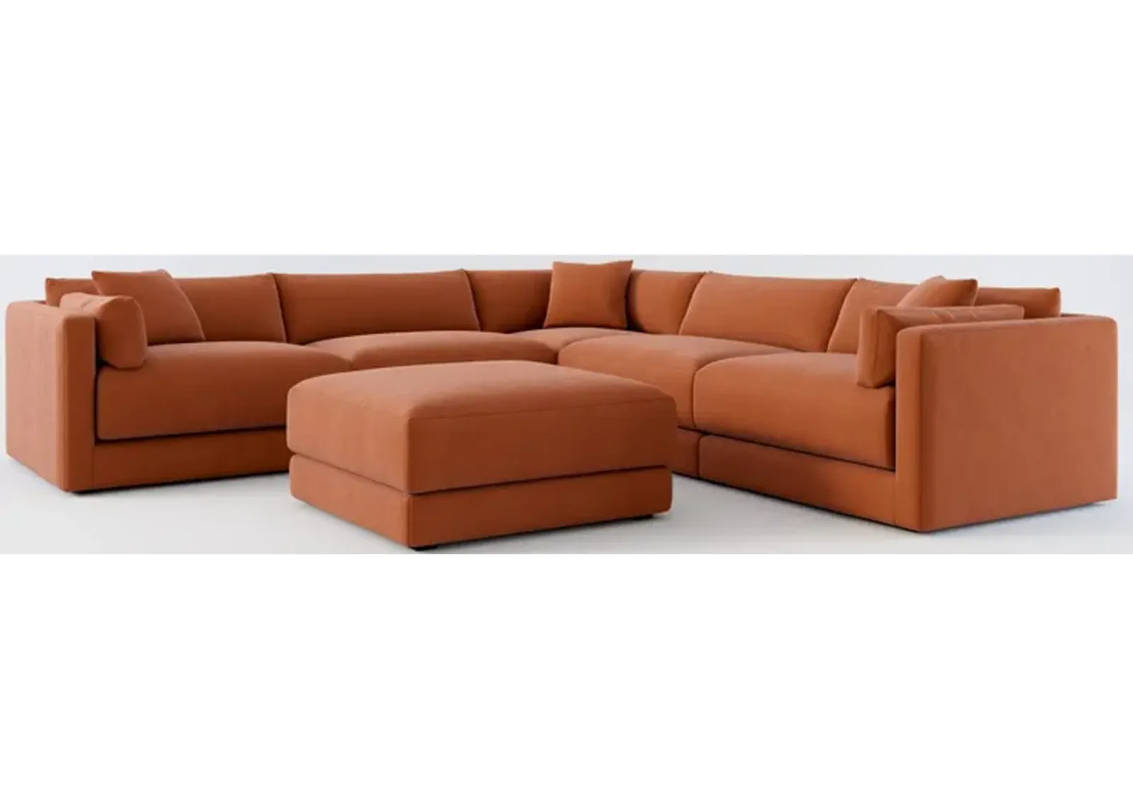 Malibu 5-Piece Sectional and Ottoman - Merrimac Brick