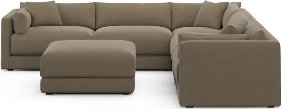 Malibu 5-Piece Sectional and Ottoman - Merrimac Brownstone