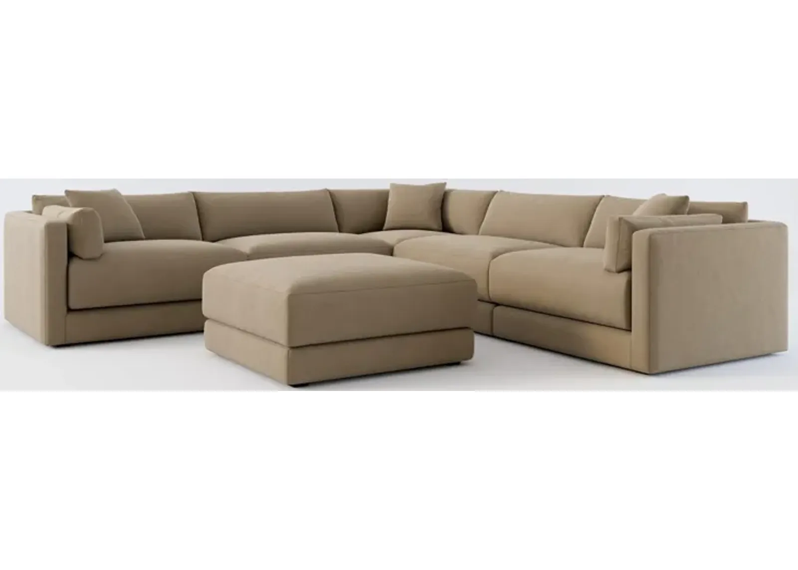 Malibu 5-Piece Sectional and Ottoman - Merrimac Brownstone