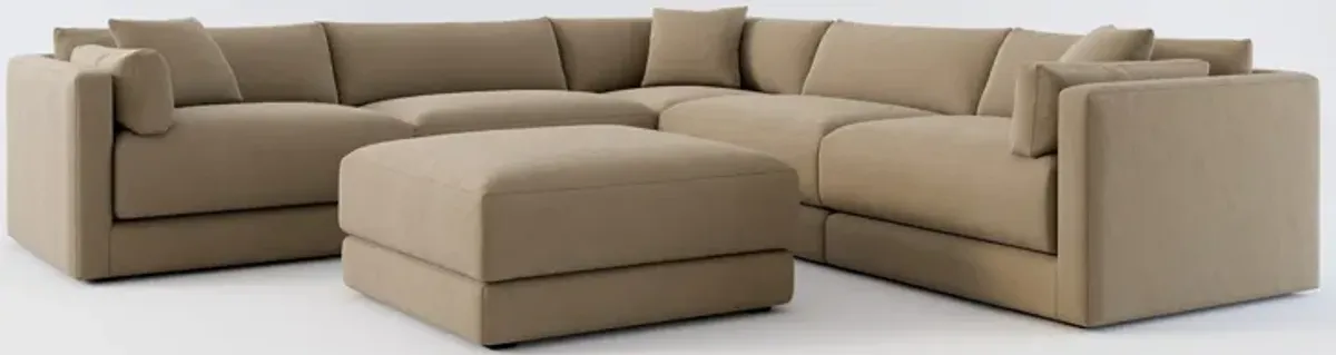 Malibu 5-Piece Sectional and Ottoman - Merrimac Brownstone