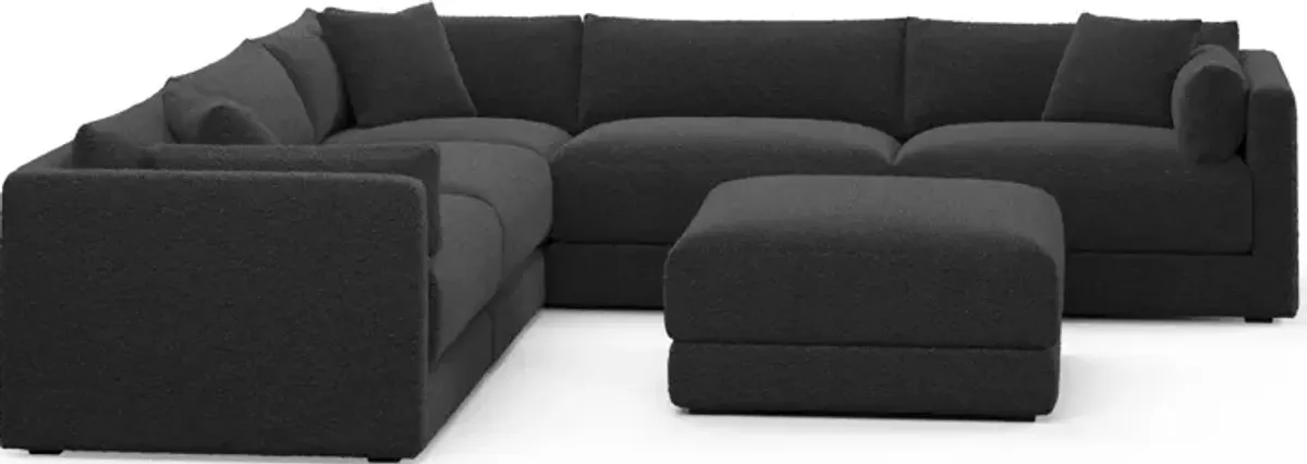 Malibu 5-Piece Sectional and Ottoman - Bloke Obsidian