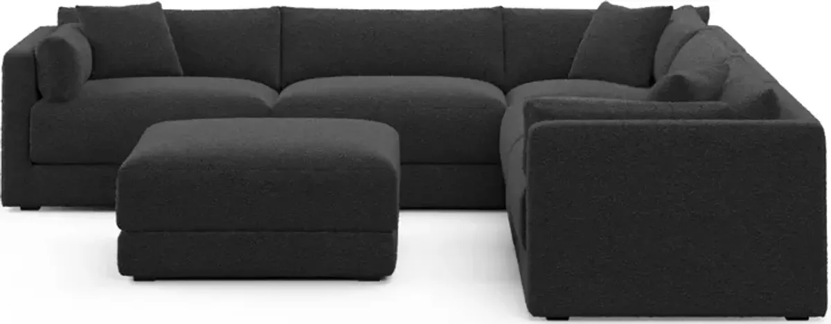 Malibu 5-Piece Sectional and Ottoman - Bloke Obsidian