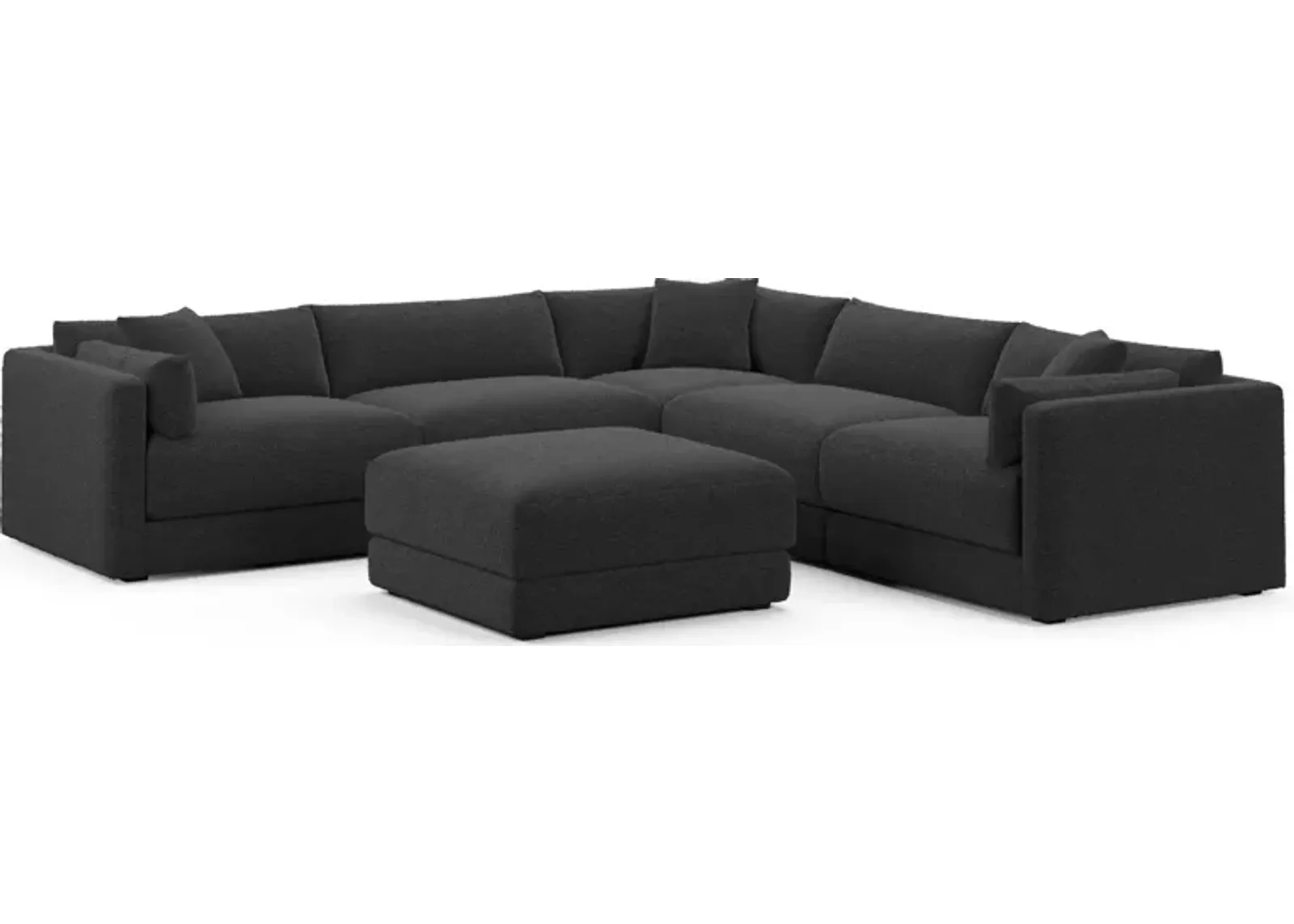 Malibu 5-Piece Sectional and Ottoman - Bloke Obsidian