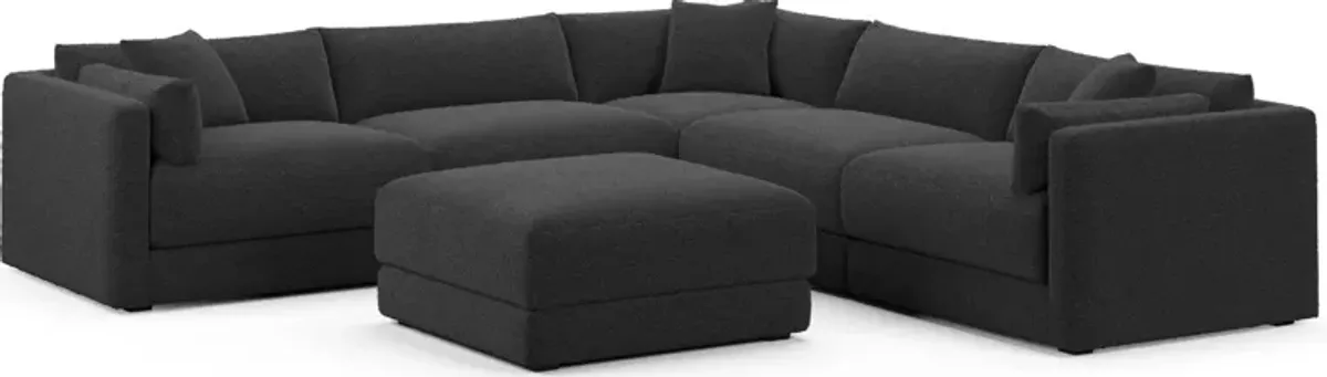 Malibu 5-Piece Sectional and Ottoman - Bloke Obsidian