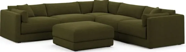 Malibu 5-Piece Sectional and Ottoman - Midcentury Peat