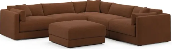 Malibu 5-Piece Sectional and Ottoman - Nora Chocolate