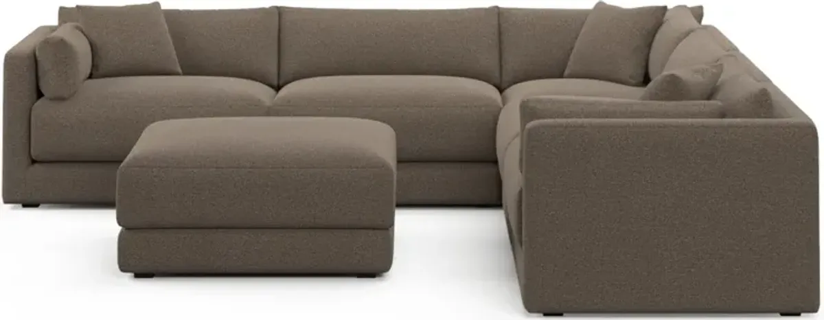 Malibu  5-Piece Sectional and Ottoman - Liv Umber