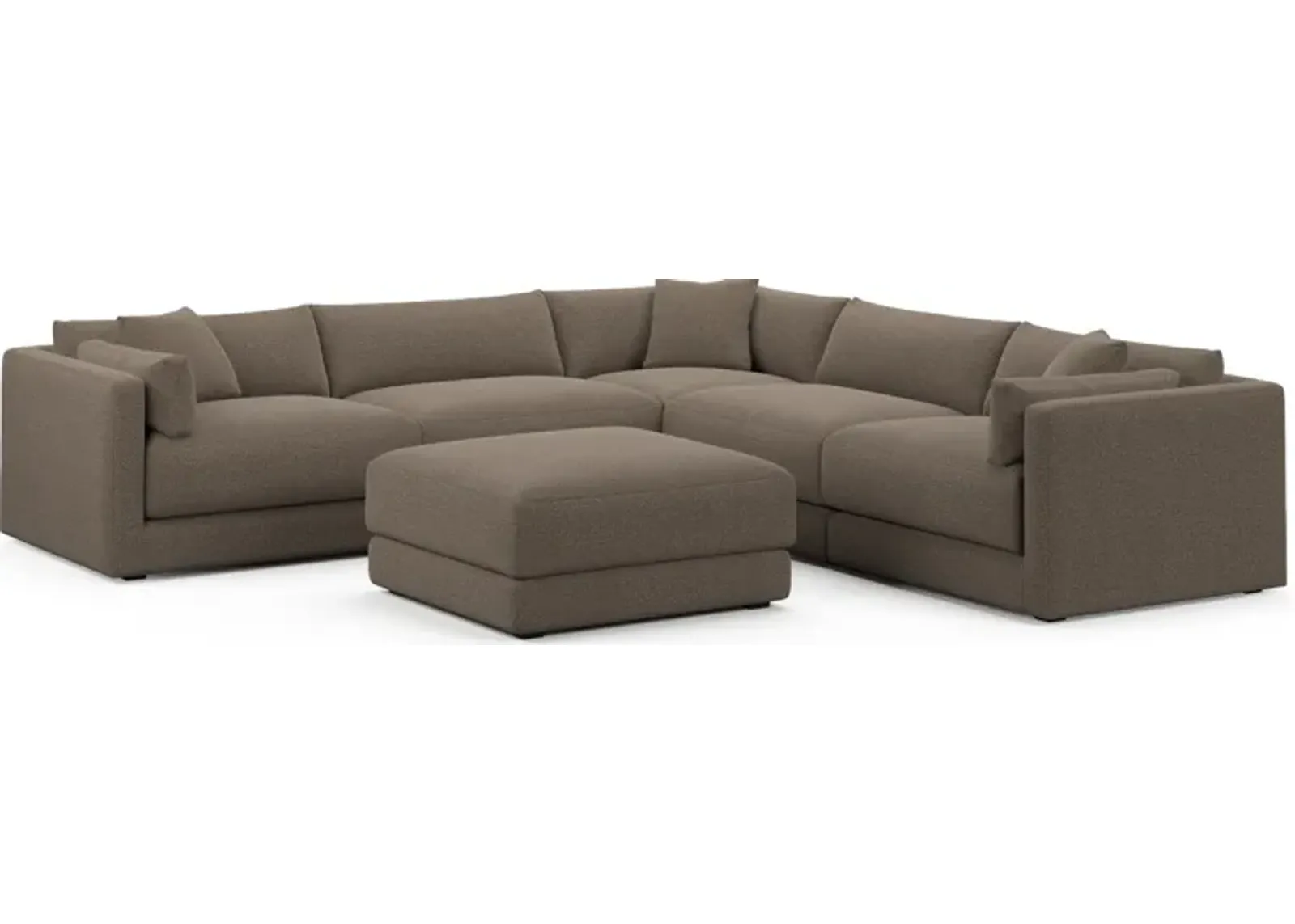 Malibu  5-Piece Sectional and Ottoman - Liv Umber