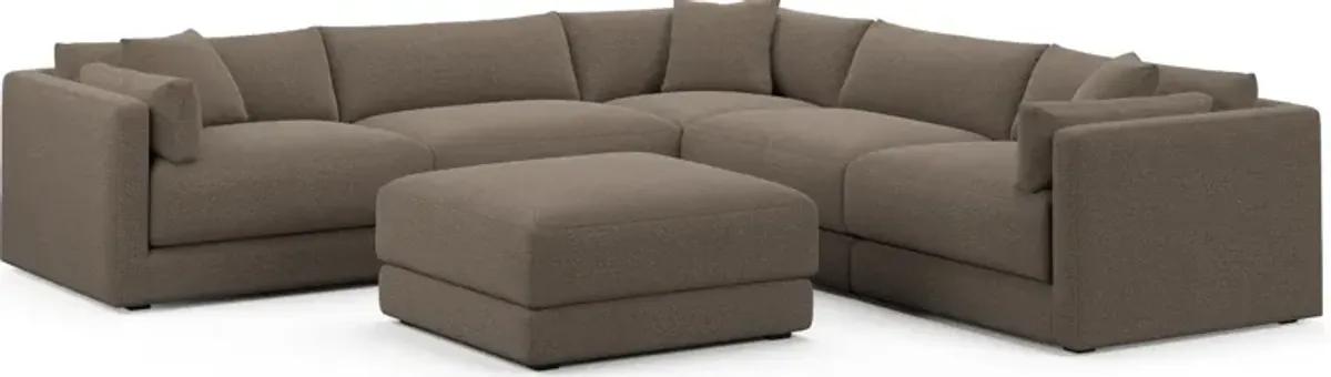 Malibu  5-Piece Sectional and Ottoman - Liv Umber