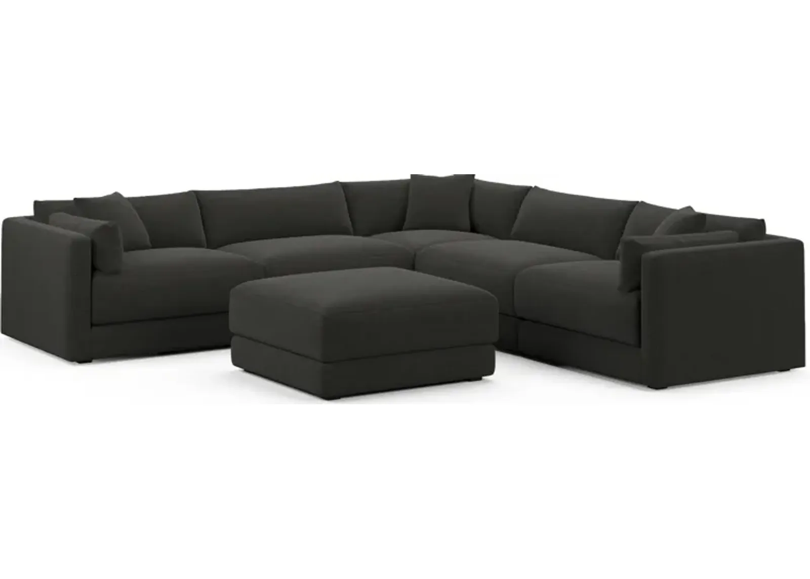 Malibu  5-Piece Sectional and Ottoman - Liv Onyx