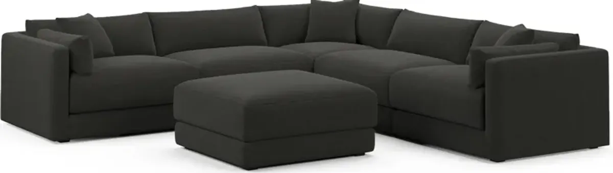 Malibu  5-Piece Sectional and Ottoman - Liv Onyx