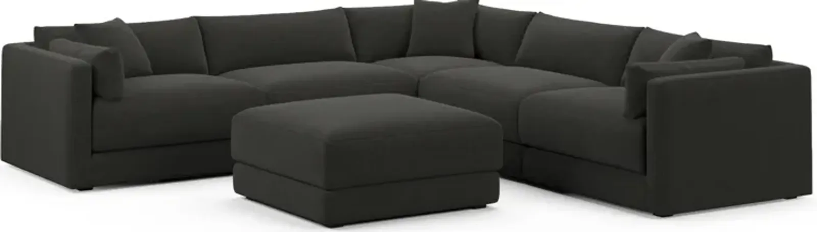 Malibu  5-Piece Sectional and Ottoman - Liv Onyx