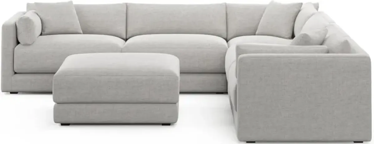 Malibu  5-Piece Sectional and Ottoman - Adario Fog