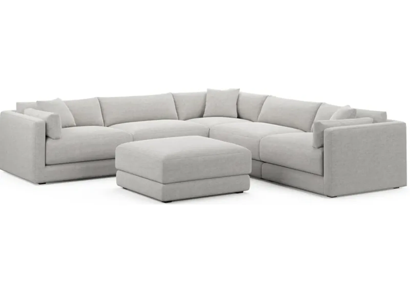 Malibu  5-Piece Sectional and Ottoman - Adario Fog