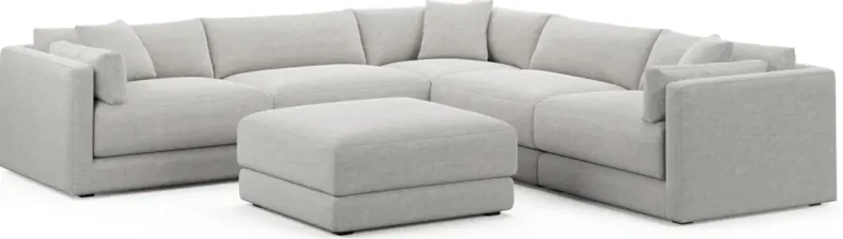 Malibu  5-Piece Sectional and Ottoman - Adario Fog