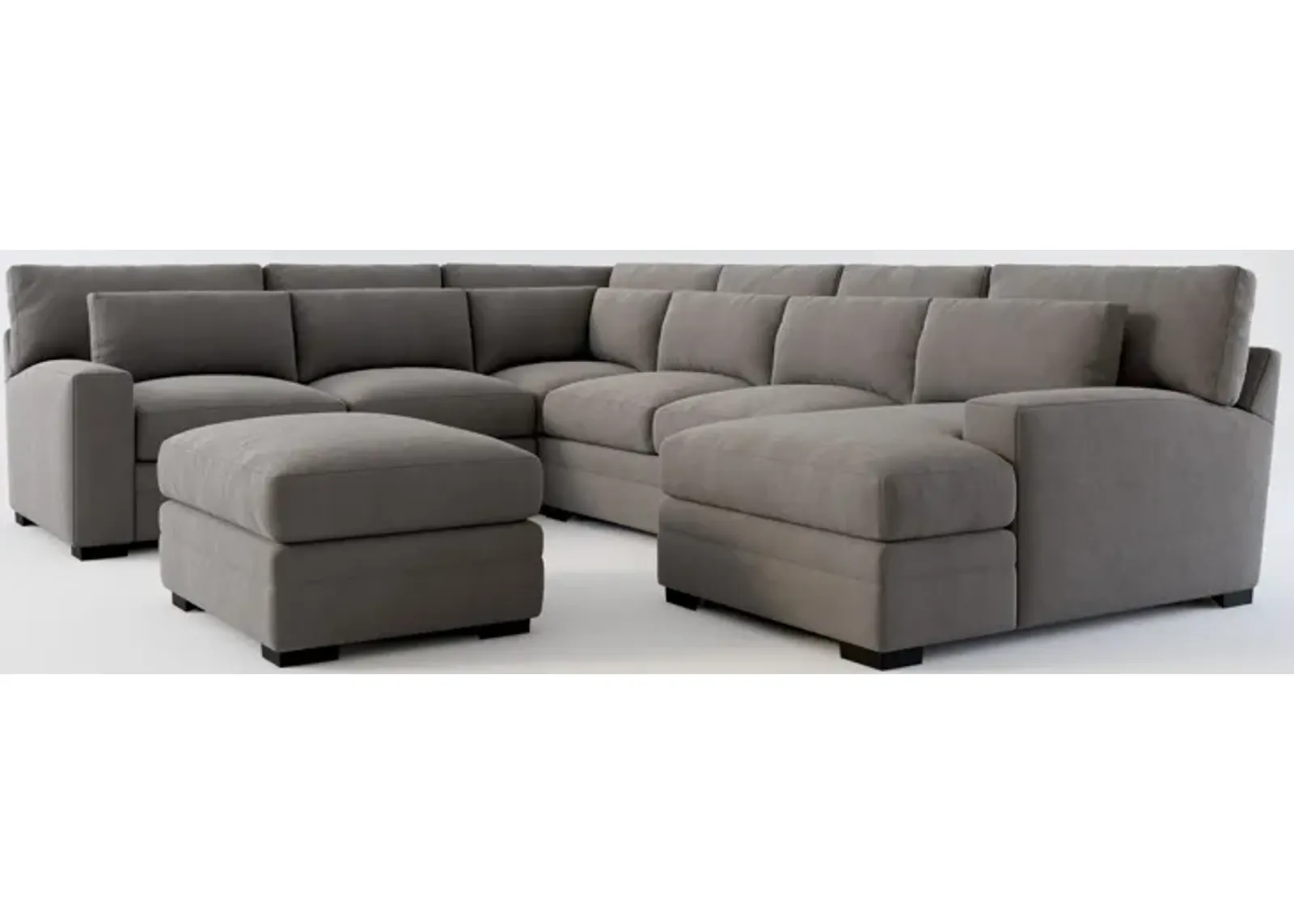 Winston Foam Comfort 5-Piece Sectional with Right-Facing Chaise and Ottoman - Merrimac Ash