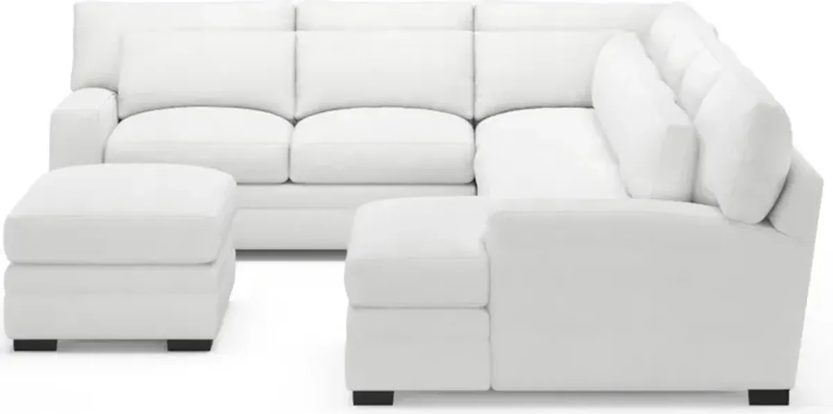 Winston Foam Comfort 5-Piece Sectional with Right-Facing Chaise and Ottoman - Lovie Chalk